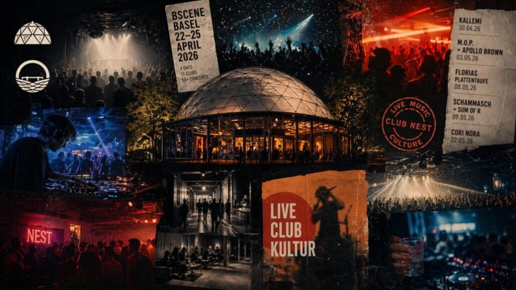 Kuppel Basel 23. April bis 1. Mai 2026: BScene Festival, Konzerte, Clubnächte im Nest. Termine, Preise (15–60 CHF), Acts wie Kallemi, Apollo Brown – kompletter Überblick Basel
