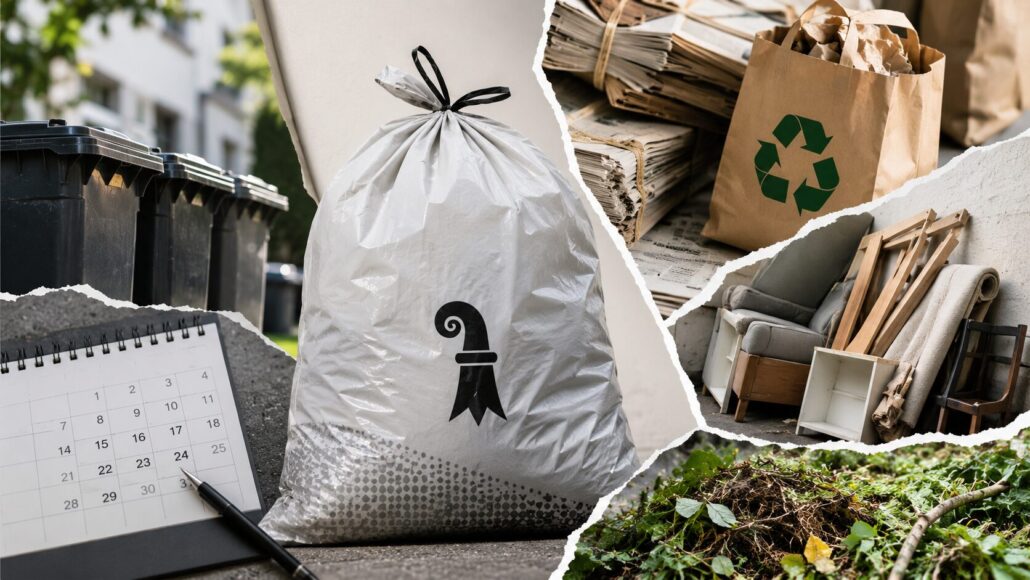 Bebbi-Sagge Basel-Stadt 2026: Neue Preise, Abfuhrtermine, Sperrgut, Grüngut, Container-Regeln und Recycling erklärt. Was Basler Haushalte jetzt wissen müssen.