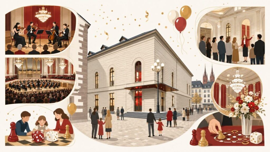 Stadtcasino Basel feiert heute, Sonntag 14. Juni 2026, den Abschluss des 200-Jahr-Jubiläums: Kurzkonzerte, Führungen und Spiel-Nachmittag mit dem Grand Casino Basel, 10–18 Uhr am Barfüsserplatz.