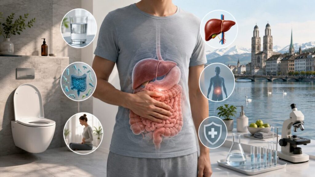 Stuhl riecht nach Ammoniak? Ursachen wie Dehydrierung, Eiweiss, Darmflora oder Antibiotika – plus Warnzeichen, Hausmittel, Apotheken und Labore in Basel.