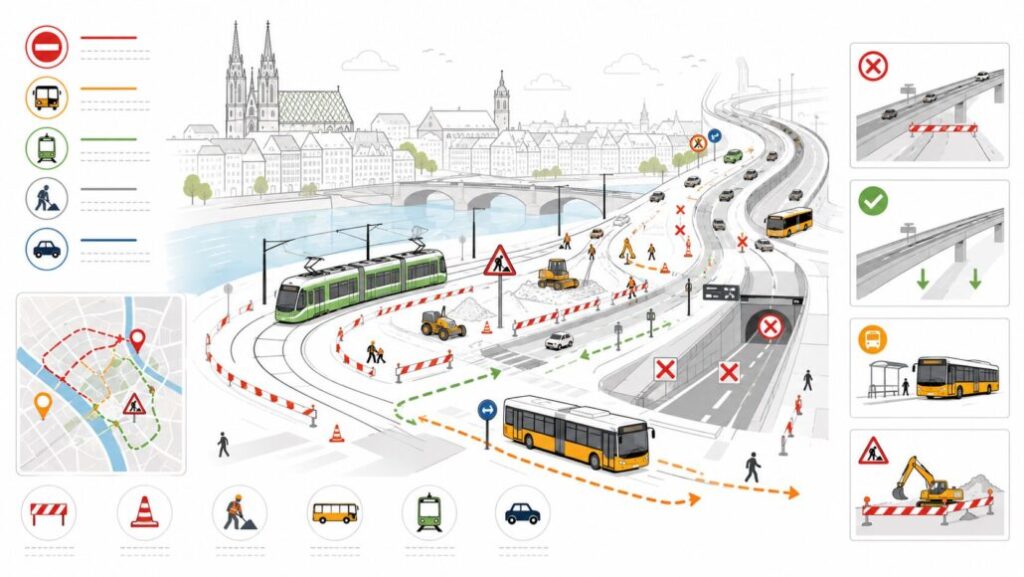 Verkehr in Basel: Alle Sperrungen, Tramumleitungen und Baustellen in der Woche vom 27. Juli bis 2. August 2026