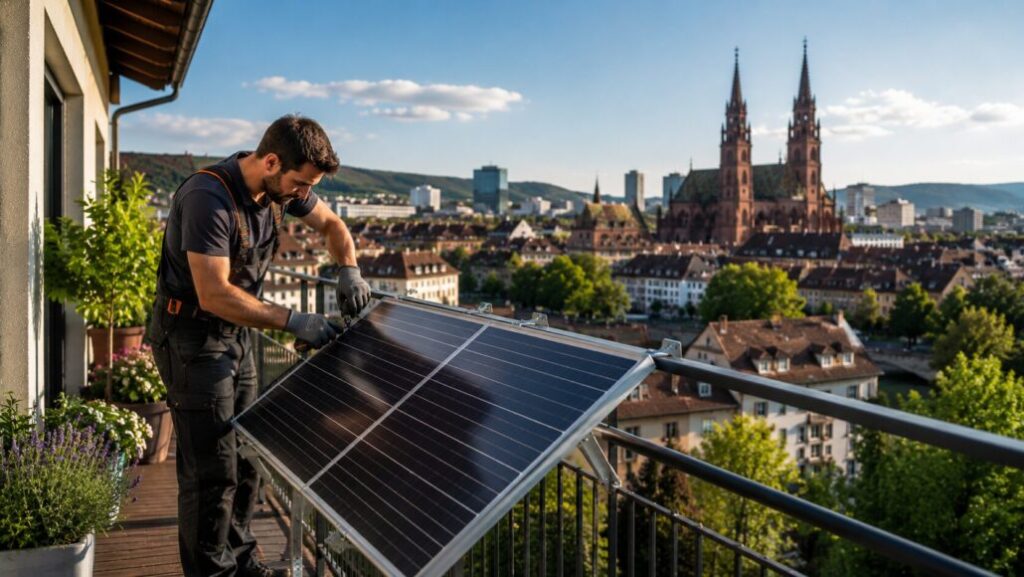 Solaranlage und Balkonkraftwerk in Basel 2026: Welche Anmeldung, Bewilligung und Elektroarbeiten nötig sind, welche Regeln für Mieter gelten und welche Folgen eine illegale Montage haben kann.