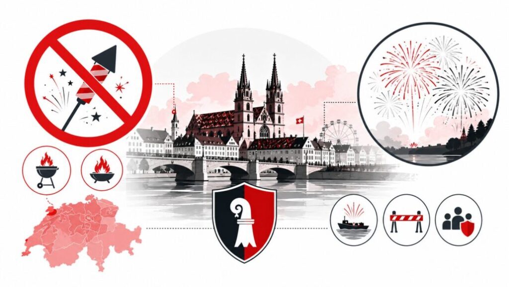 Basel verschärft die Regeln zum 1. August: Privates Feuerwerk bleibt im ganzen Kantonsgebiet verboten. Welche Ausnahmen gelten, wo Grossfeuerwerke stattfinden und was beim Grillieren erlaubt bleibt.