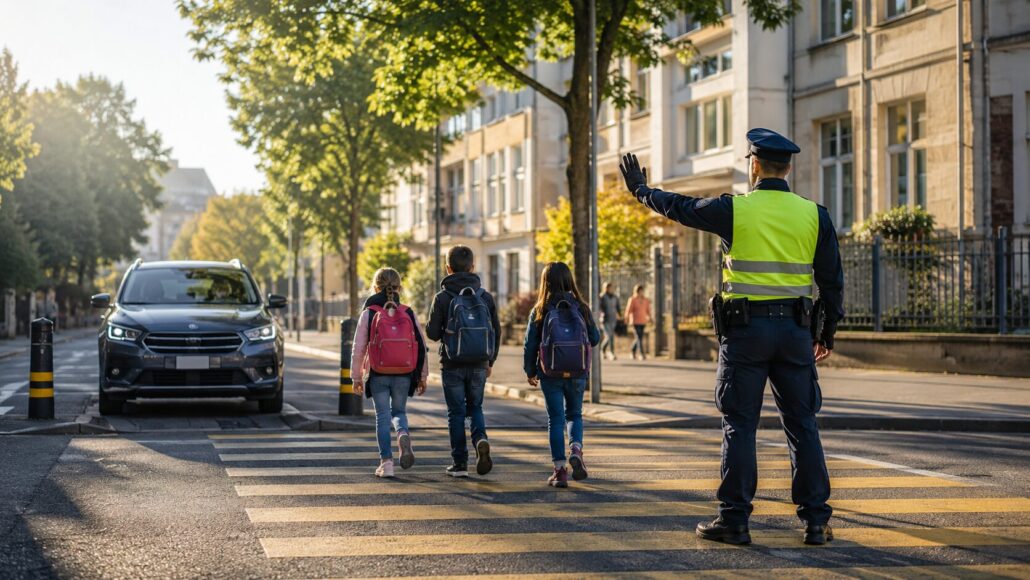 Zum Schulstart am 10. August verst&auml;rkt die Basler Polizei Kontrollen rund um Schulen und Kinderg&auml;rten. Im Fokus stehen Tempo, Aufmerksamkeit, Schulwege und die Sicherheit der Kinder im Verkehr.